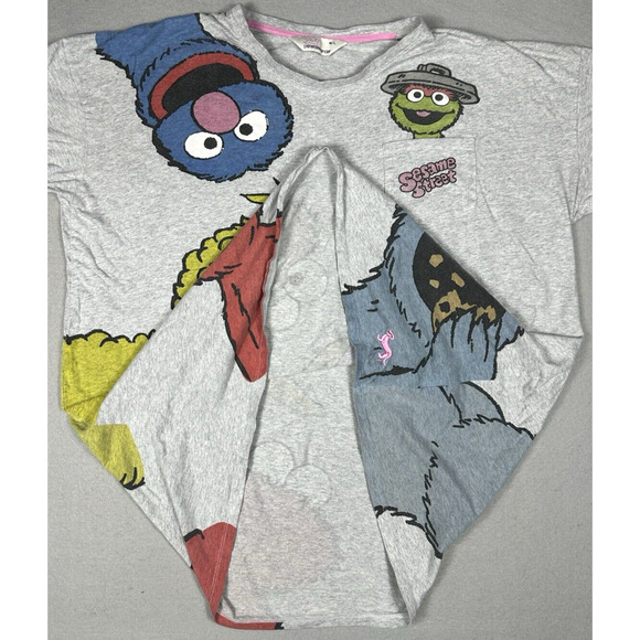 Peter Alexander Sesame Street AOP Breakthrough Gray Elmo Cookie Monster Size L - Picture 5 of 8